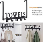 Kuhome Over The Door Hooks, Towel Holder for Bathroom, Door Mount Towel Rack Towel Hooks for Bedroom Beach Towels Bathrobe Wall Mount Hang on The Door Cabinet Cupboard Metal Sandblasted (Black) - Image 3