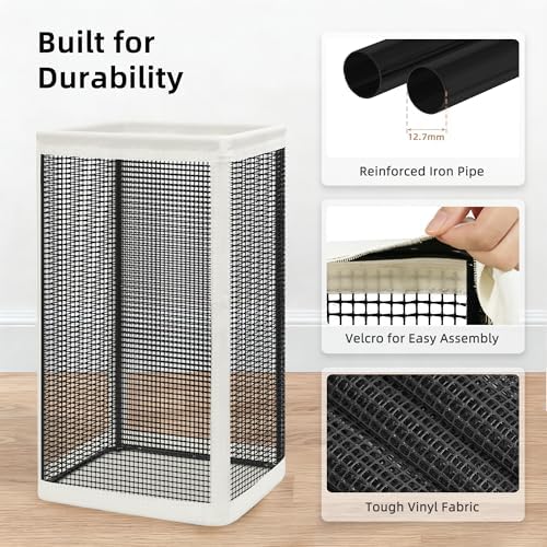 STORAGE MANIAC Mesh Laundry Hamper, 23.7 Gal. Tall Laundry Basket for Airflow, Strong Metal Dirty Clothes Hamper for College Dorm, Bedroom, Bathroom, Clothes Bin, White & Black - Image 5