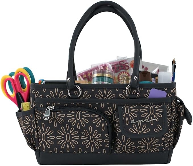 Everything Mary Junior Deluxe Store & Tote Organizer – Tan Geo Craft Caddy with Handles – Collapsible Storage Bag for Sewing, Scrapbooking, Art Supplies & DIY Craft Projects - Image 8