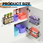 3 Pack Cabinet Organizer - Adhesive Lid Organizer Slim Space Wall Mounted Inside Cabinet Door Storage for Kitchen, Bathroom, Pantry, Under Sink - Image 2