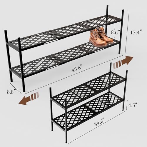 Shoe Rack, 45.6" Expandable Shoe Storage Organizer for Closet - Stackable - Image 3