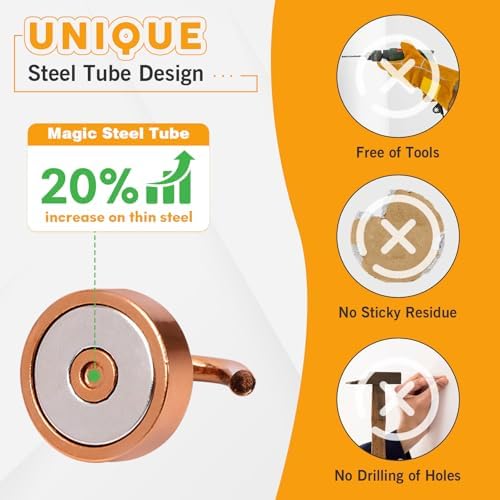Neosmuk Magnetic Hooks Steel Tube Design for Cruise,40lb+ Bronze,10 Pack - Image 3