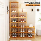 SAN HE Bamboo Shoe Rack 17 Tier- Vertical Shoe Rack for Small Spaces, Tall Narrow Shoe Rack Organizer for Closet Entryway Corner Garage and Bedroom,Skinny Shoe Shelf with Free Stackable DIY - Image 3