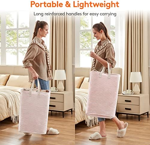 Lifewit 80L Large Laundry Baskets, 1 Pack, Reinforced Handles, Pink | Collapsible Laundry Hamper, Dirty Clothes Hamper, Waterproof Freestanding Design for Dorm, Laundry Room, Bedroom, Bathroom - Image 4