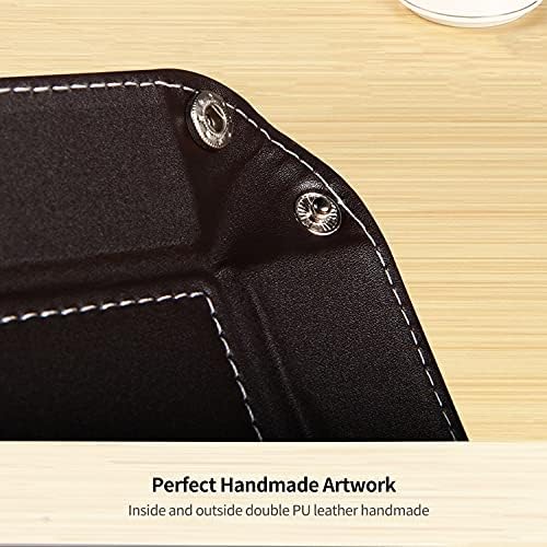YAPISHI Valet Tray Leather Catchall Jewelry Tray Dice Box Bedside Tray Key Phone Coin Change Watches and Candy Holder Sundries Entryway Tray - Image 7