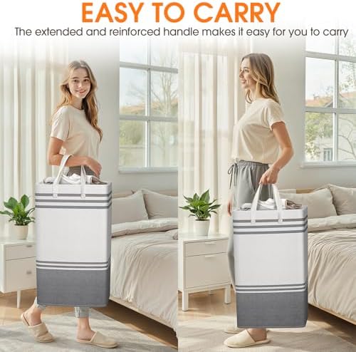 3 Pack Large Laundry Baskets, Laundry Hampers, Freestanding Waterproof Collapsible Clothes Bag with Extended & Reinforced Handles - Clothes Basket for Dorm, Bathroom, Home (88L) - Image 6