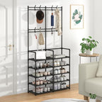 Laiensia 5-Tier Entryway Coat Rack, Coat and Shoe Rack, Entryway Bench Storage Organizer with 8 Hooks for Bedroom, Hallway, Office, Black - Image 2