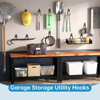 GeeWatom 2 Pack Garage Storage Utility Hooks，Garage Garden Tool Organizer，Steel Wall Mount Hooks, Garden Small U Hooks (Black) - Image 5