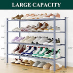Smiry Bamboo Shoe Rack, 16 Vertical Slats, 4 Tier - 33.7" Wide, Grey - Image 2