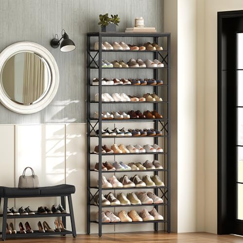 YATINEY 12 Tier Shoe Rack, Large Capacity Shoe Storage Organizer Holds 48 Pairs, Sturdy and Stable, for Entryway, Hallway, Closet, Dorm Room, Charcoal and Black SS12BC - Image 2