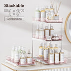 Delamu 2-Tier Multi-Purpose Bathroom Under Sink Organizers and Storage, Stackable Kitchen Pantry Organization, Pull Out Medicine Cabinet Organizer with Movable Dividers, Light Pink, 2 Pack - Image 3