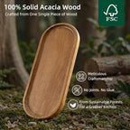 Small Acacia Wood Serving Tray, Wooden Decorative Tray for Coffee Table, Kitchen, Bathroom Counter - Wood Platter for Candles, Perfume, Snacks (11.4 x 4.1 x 0.6 in) - Image 4
