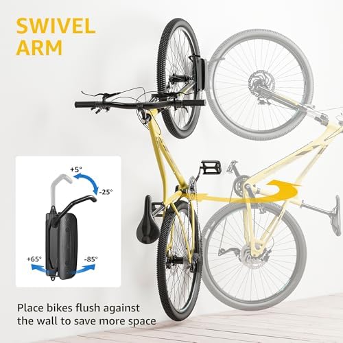 monTEK Swivel Bike Wall Mount, Bike Hangers for Garage, Space-Saving Vertical Bike Rack, Sturdy Bike Storage Rack Holds Up to 66lbs, Easy to Install, 8 Pack - Image 3