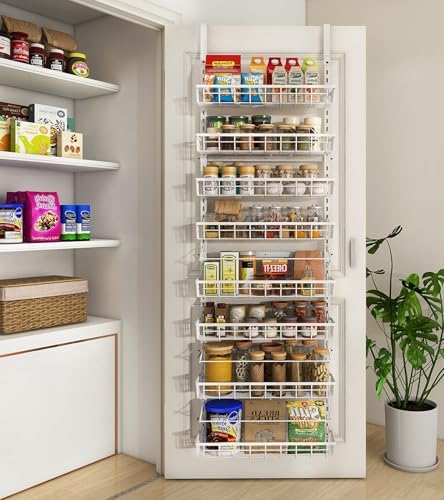 Mefirt Over The Door Pantry Organizer, Wall Mount Spice Rack 8-Tier White by Mefirt