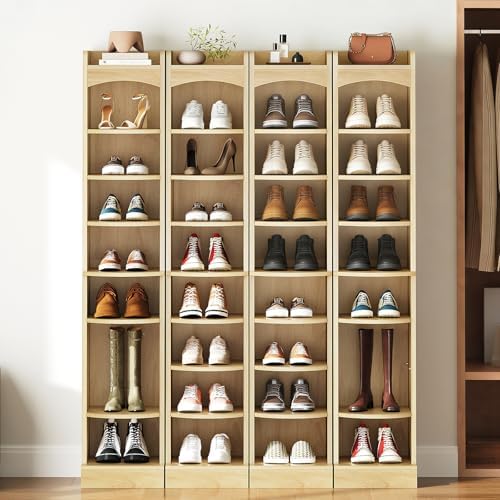 YATINEY 9-Tier Tall Shoe Rack, Wooden Shoe Storage Organizer, Narrow Shoe Cabinet with Removable Shelves for Small Spaces, Holds 9 Pairs of Shoes, for Entrance, Hallway, Natural SS02NL - Image 2