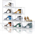 Amllas 8 Pack Shoe Boxes Clear Plastic Stackable, Large Shoe Storage Organizer with Lids,Drop Side Shoe Containers for Entryway,Sneaker Storage Fit up to US Size 13 (13’’x 10.6”x 8.3”) by Amllas