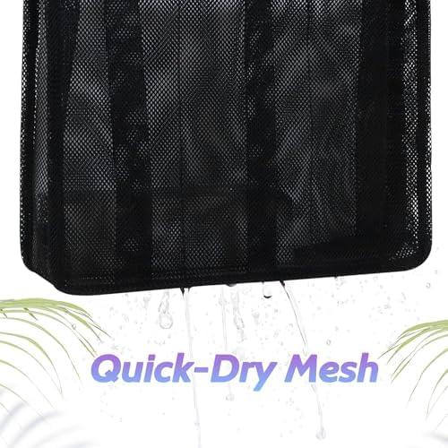 famichan Portable Mesh Shower Caddy, Gym Travel Camp Dorm Room Essentials for College Student Boy Girl, Bathroom Shower Bag - Black - Image 6