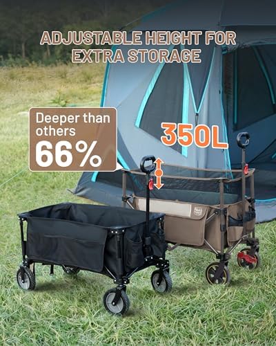 Timber Ridge 350L Extra Large Collapsible Folding Wagon Carts with Brake - Image 2