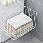 Magnetic Collapsible Laundry Basket, Foldable Metal Laundry Hamper for Washing Machine Side, Space Saving Pop Up Hamper, Laundry Room Organization and Storage (White) by ADEVZO