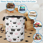 Pink Crowns Laundry Basket Collapsible Laundry Hamper Clothes Storage Bin for Bathroom Bedroom Room Decor 16" X 20.8" - Image 5