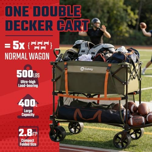 Sekey 400L Double-Decker Wagon, 500 lb Capacity, 50 in Extender - Image 2