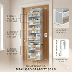 HOMELUX THEORY Over the Door Organizer, 6-Tier, 100D Fabric, Light Gray 2pc | Over the door shoe organizer, 50 lbs capacity, 12 side mesh pockets, 100D extra thick fabric, Closet & entryway storage - Image 2