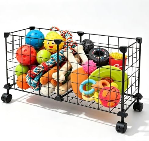 Metal Storage Basket with Wheels, Rolling Utility Cart for Dog Toys, Blankets & Sports Equipment, Mobile Tote Bin for Home, Garage, Storage Solution for Entryway, Laundry Room & Outdoor Patio by Unknown