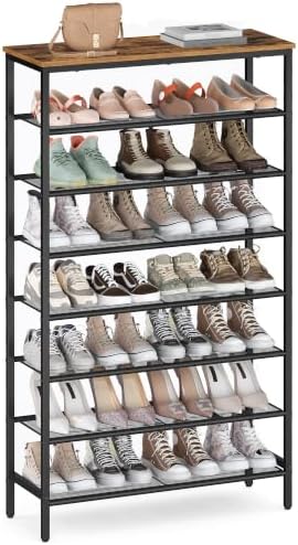 VASAGLE Shoe Rack with 7 Mesh Shelves and 1 Large Top for Bags, Steel Frame by VASAGLEbySONGMICSHOME