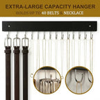 2Pack Wall-Mounted Belt & Tie Rack Organizer, Wooden with 28 Rotating Hooks - Image 5