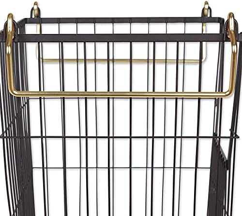 DII Metal Wire Utility Storage Bin, Large Rectangle, 13x10x11", Black/Gold - Image 3