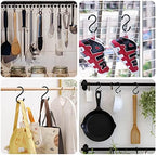 DINGEE 20 Pack Rubber Coated S Hooks for Hanging Plants,Heavy Duty S Hook,Non Slip 3 Inch Closet S Hooks,Steel Metal Black Vinyl Coated Small Hanging Hook for Jeans Pots and Pans Coffee Cups - Image 6