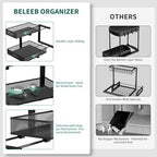 Under Sink Organizer, Extra-Wide Upgrade, 1-Pack of 2-Tier Metal Slide Out Cabinet Organizer, Height Adjustable Organization and Storage Series, Bathroom/Cabinet/Kitchen organization, Black - Image 5
