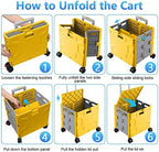 Foldable Shopping Utility Cart Portable Rolling Crate Handcart with 360°Rotate Wheel,Hidden Lid,Telescoping Handle Collapsible for Travel Shopping Moving Storage Office Use(Yellow/Gray) - Image 5