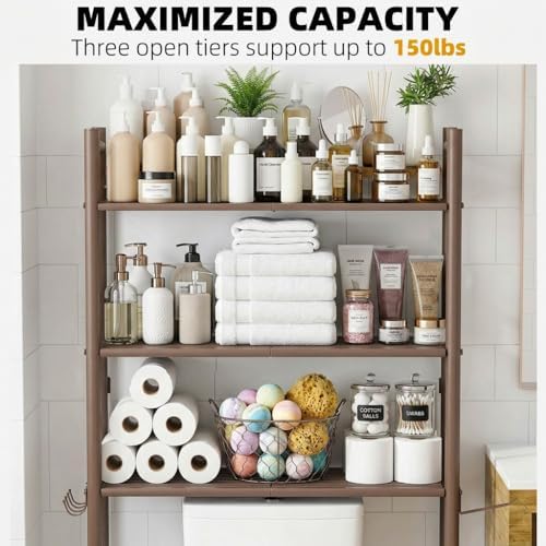 GloTika 3-Tier Over Toilet Storage, Anti-Tilt, 64" H, Bronze - Image 5
