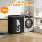 Optish 140L Extra Large Laundry Basket with Wheels and Removable Bag - Image 2