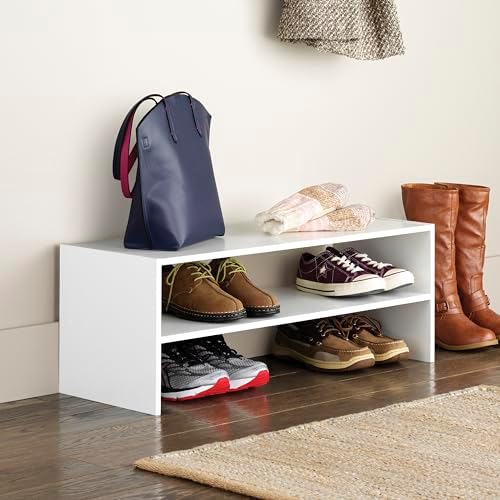 Whitmor Stackable 31" Extra Wide 2-Shelf Storage Organizer, White - Image 2