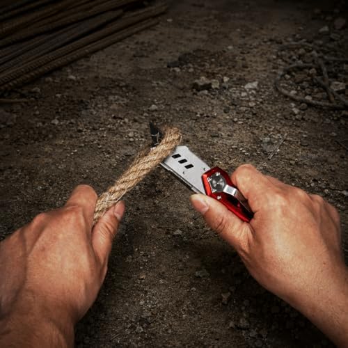 HAUTMEC Heavy Duty Folding Utility Knife, Aluminum Box Cutter with 11PCS SK2H Blades, EDC Safety Work Knife with Belt Clip & Carabiner for Fast-Cutting Tasks, HT0263 - Image 4