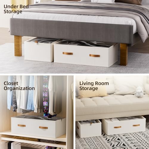 FHSQX 4 Pack Under Bed Storage Bins,10 Inch Tall,White, 31.5x15.8x10 inch - Image 5