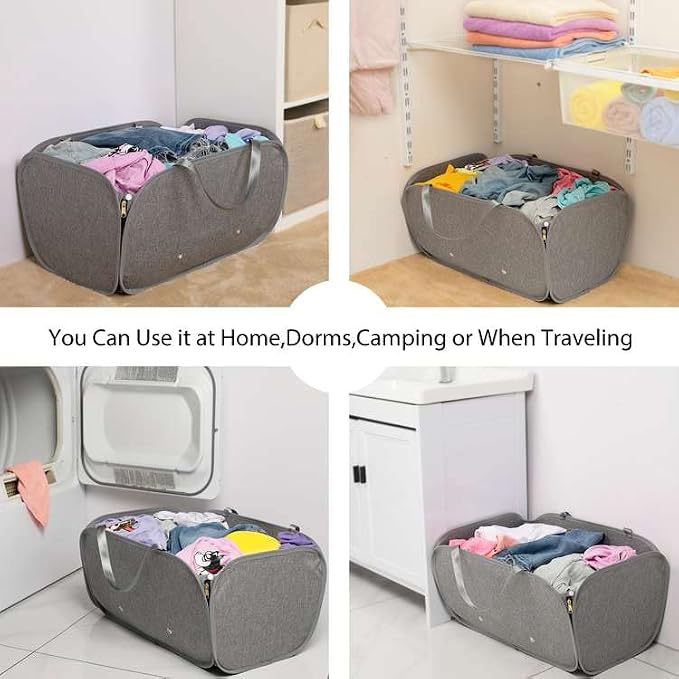Pop Up Laundry Hamper, Holds 1.5 Loads, Honeycomb Breathable Laundry Basket - Image 7
