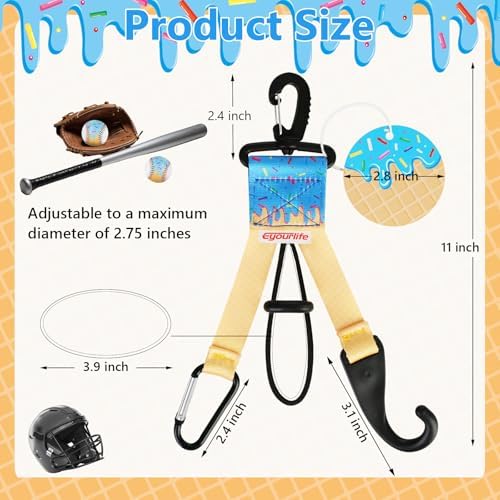 6pcs Blue Ice Cream Drip Baseball Softball Dugout Organizer Bat Holder Rack Fence Hook for Bag Helmet Glove with Name Tags for Boy Girl Team Gifts Coach Mom Must Have Gear Accessory - Image 2