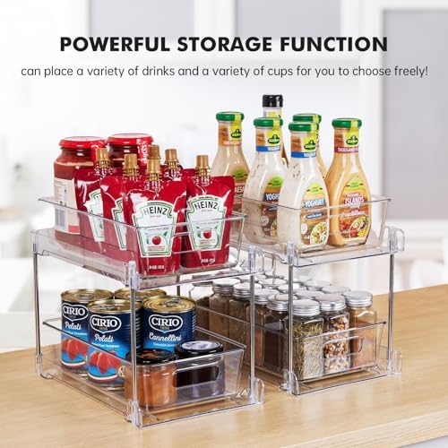 2 Pack Clear Bathroom Organizers and Storage, 2 Tier Pull Out Under Sink Cabinet Organizer Plastic Drawer Organization and Storage for Bathroom and Kitchen - Image 3
