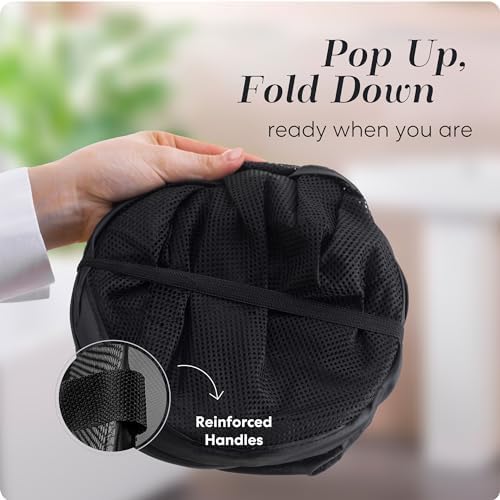 Handy Laundry Double Pop Up Hamper, 2 Section Mesh Basket, Black - Image 3