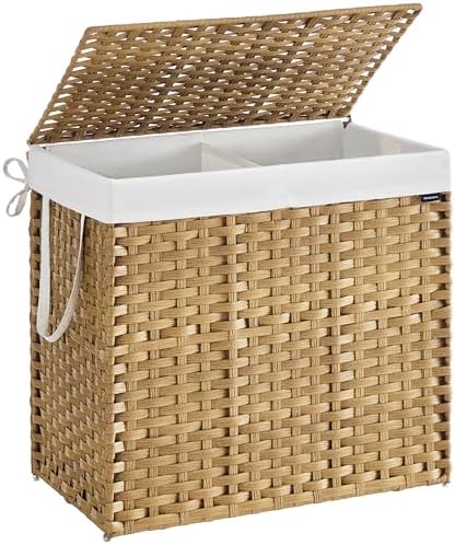 SONGMICS Laundry Hamper with Lid, 43.2Gal (160 L) Synthetic Rattan,Foldable by Unknown