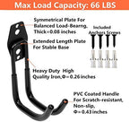 Heavy Duty Garage Storage Utility Double Hooks, Wall Mount Tool Holder Organizer with Anti-Slip Coating (4 Pack Black 4.2" Large Round J Hook) - Image 6