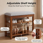 Solid Wood Shoe Rack Bench with Storage, Flip-Top Soft-Close Lid, 23.6" - Image 3