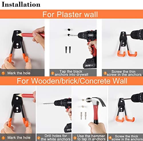Aoben Heavy Duty Steel Garage Storage Hooks - Utility Tool Hangers and Combinable Wall Mount Hooks for Organizing Ladder, Hold Chairs, Heavy Tools (Medium U, 10 Pack) - Image 5
