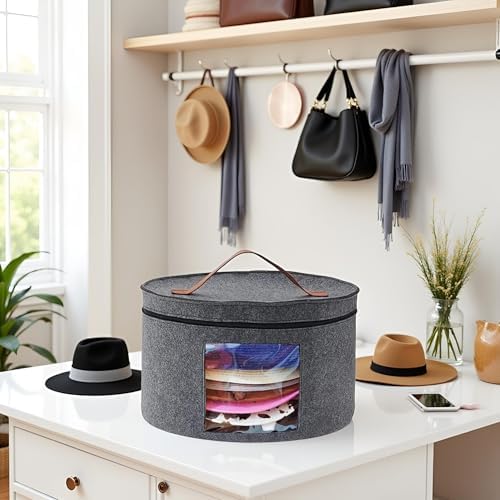 Hat Boxes for Women Storage 16.93" D*10.24" H Caps Carrier Case Organizer - Image 6