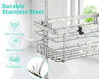 HapiRm Hanging Shower Caddy Organizer - No Drilling Shower Shelves with Hooks and Toothbrush Holder, Rustproof 304 Stainless Steel Bathroom Organizer - Silver - Image 3