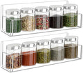Acrylic Spice Rack Wall Mount - 9 Inch, Clear Spice Shelf Storage Holder, 2 Pack Hanging Seasoning Organizer for Cabinet Door, Cupboard or Wall Kitchen (Adhesive or Screw) by Douildhaiy