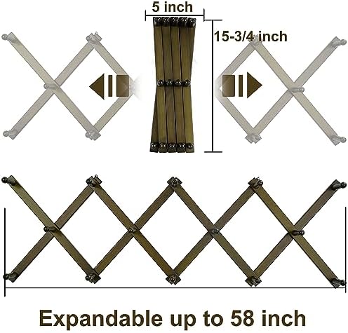 WEBI Accordion Wall Hanger,Expandable Wooden Hat Rack for Wall Mounted Coat Rack,Accordion Hat Hooks Holder for Baseball Caps,14 Peg,Dark Walnut - Image 6